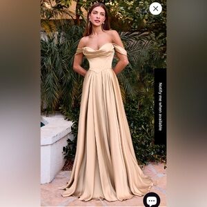 Elegant Off-Shoulder Cream Evening Gown